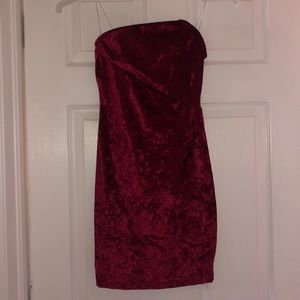 Strapless velvet mini dress